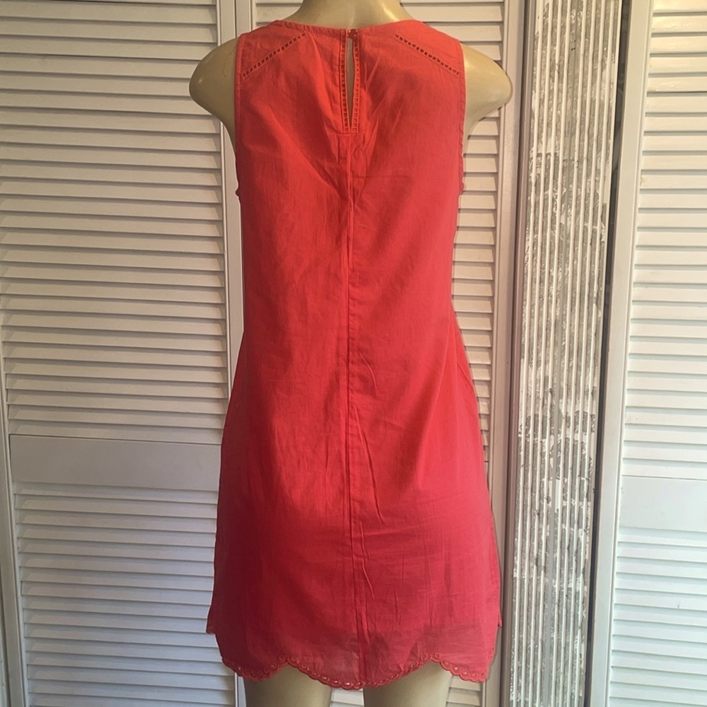 Kenar Eyelet Shift dress scallop hem size 2 coral color - Picture 4 of 6